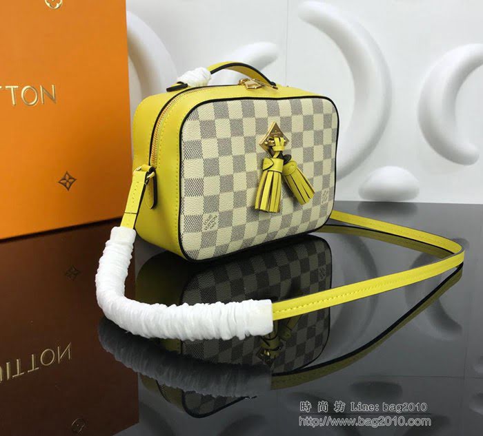 路易威登LV女包 頂級原單 N40154 N40155 Saintonge手袋 Damier Azur帆布 彩色皮革飾邊 可手提 可肩背 斜挎   ydh2695